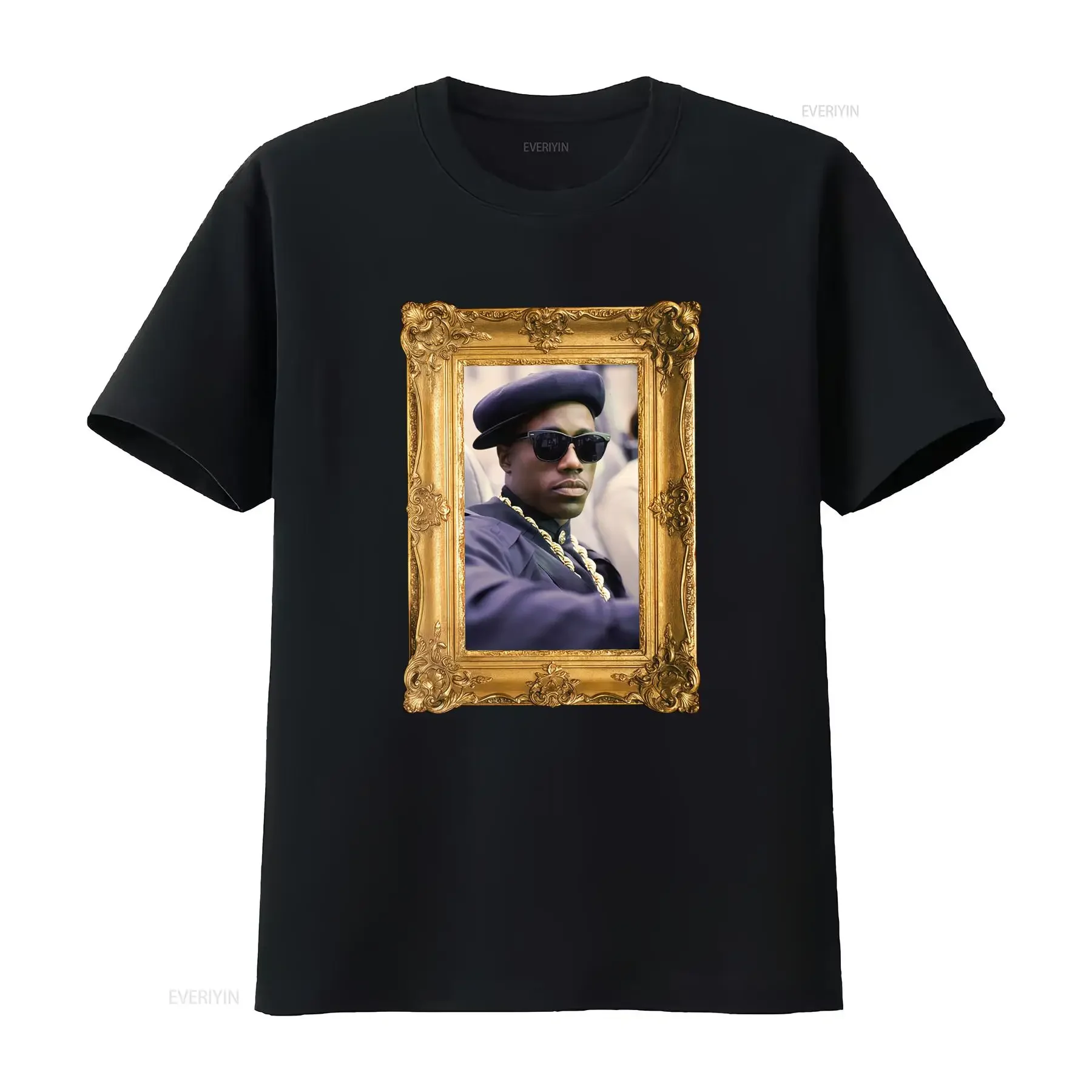 Vintage 90s Hip Hop Rapper Gold Frame Print Streetwear Cool T Shirt vintage Washed Comfortable Versatile graphic Breathable
