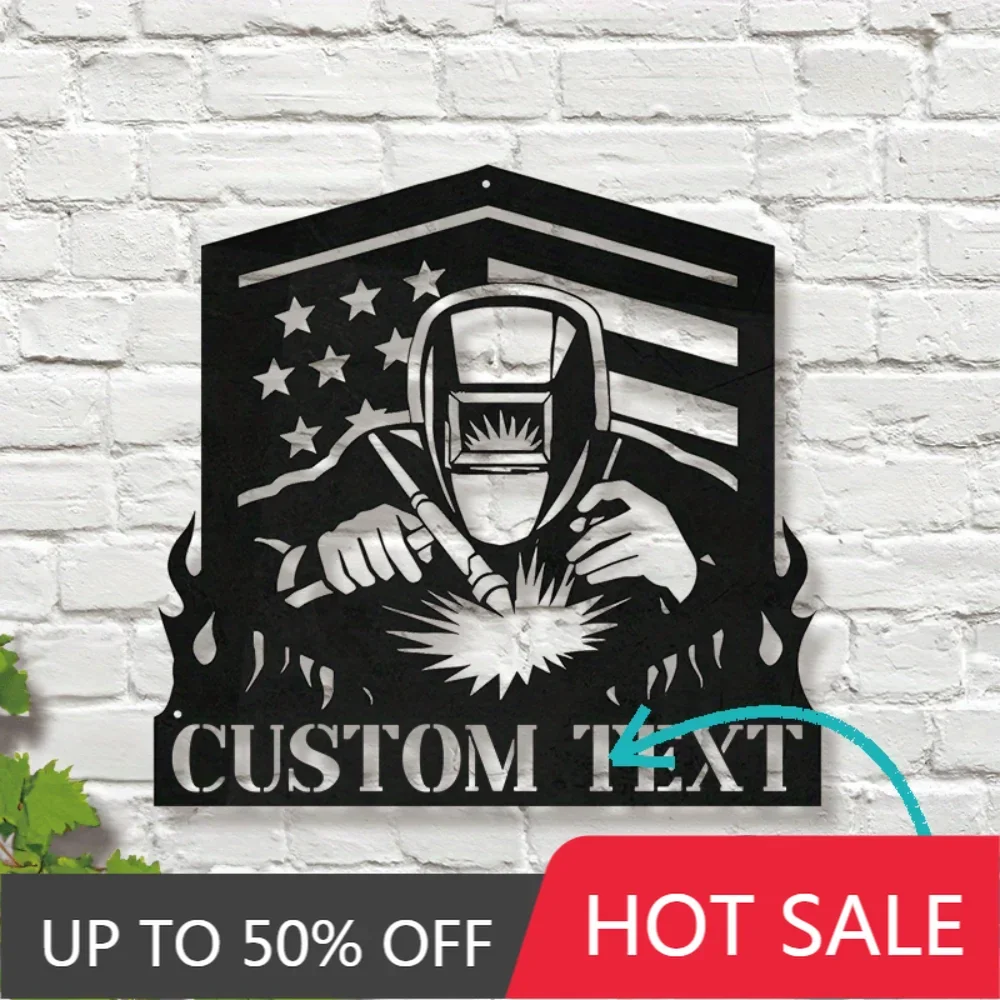 Colgante de pared de hierro, soldador resistente hecho a medida, escultura de pared de Metal, planchado temático de bandera de EE. UU. con nombre personalizado patriótico