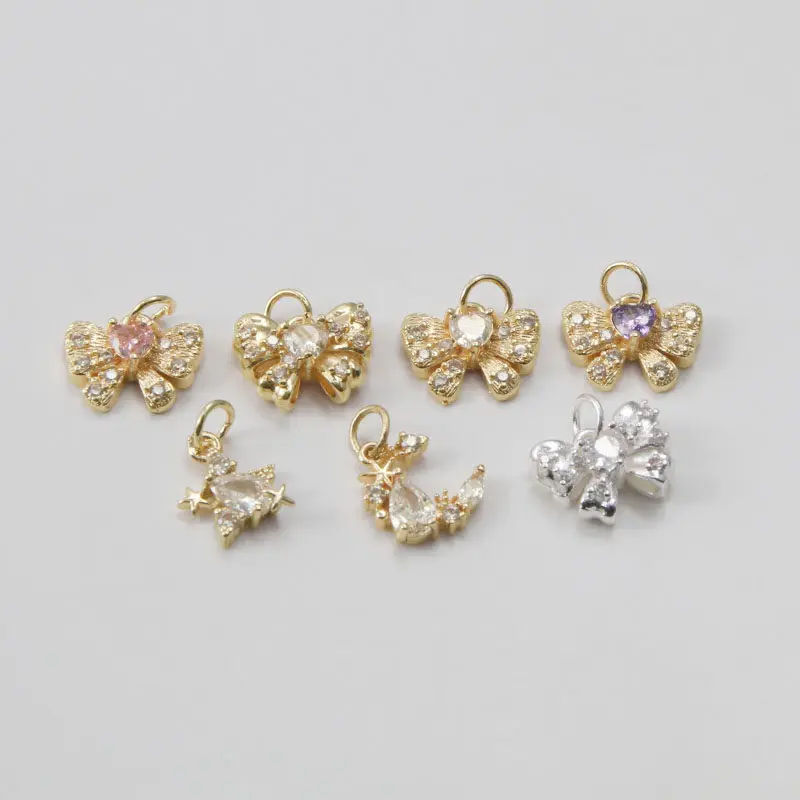 14K Gold-plated Zircon Various Small Pendants Butterfly Moon Pentagram Necklace Pendant DIY Jewelry Accessories