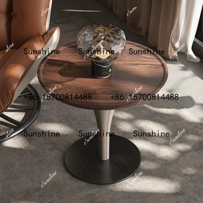 Light luxury North American black walnut corner villa large flat living room balcony