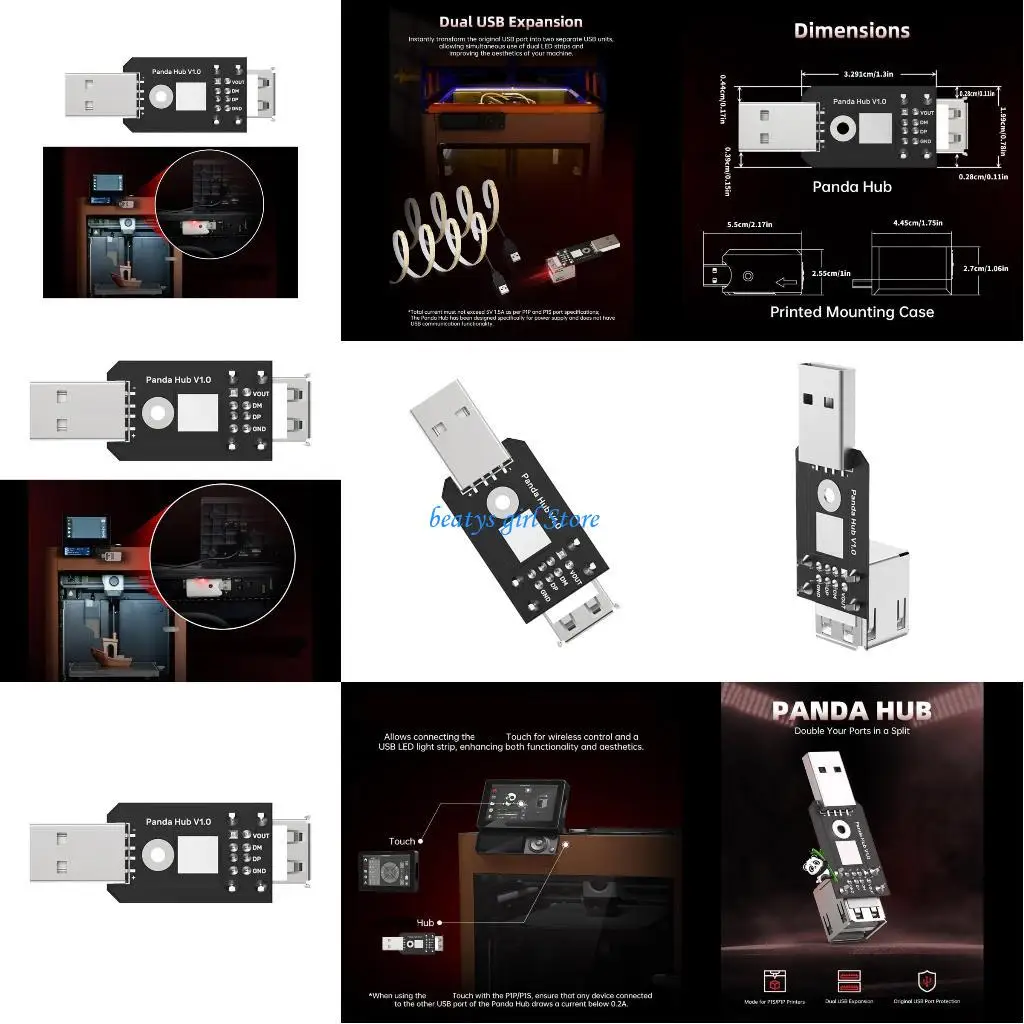 

C7AB Double USB -концентратор для лабораторий P1S/P1P -принтеров монтаж