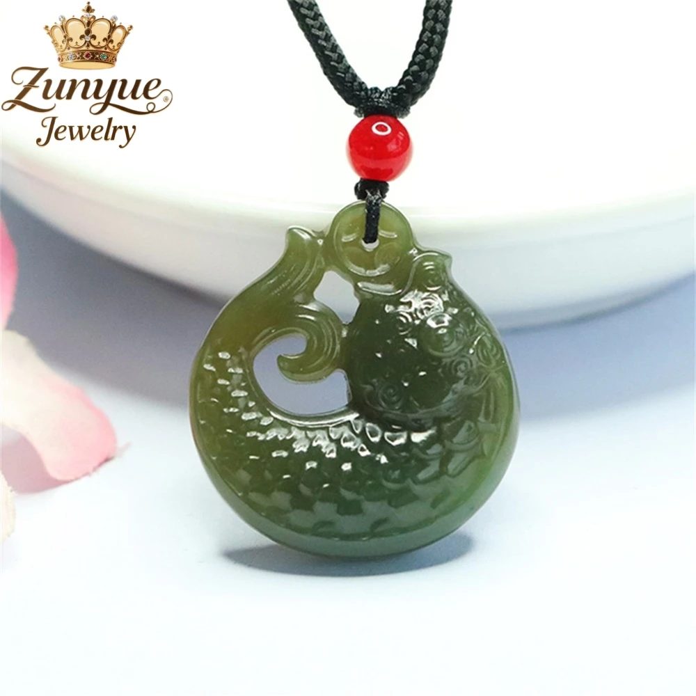 

High-End Natural Hetian Jade Clear Water Koi Pendant Luxury Quality Jewelry Fashion Jewelry Exquisite Elegant Charms Popular