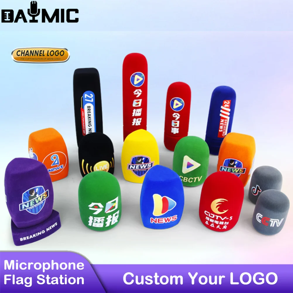 

Long Triangle Mic Fla Station Custom Your Logo Good Quality Print-logo-microphone-foam Microphone Cover Windscreen