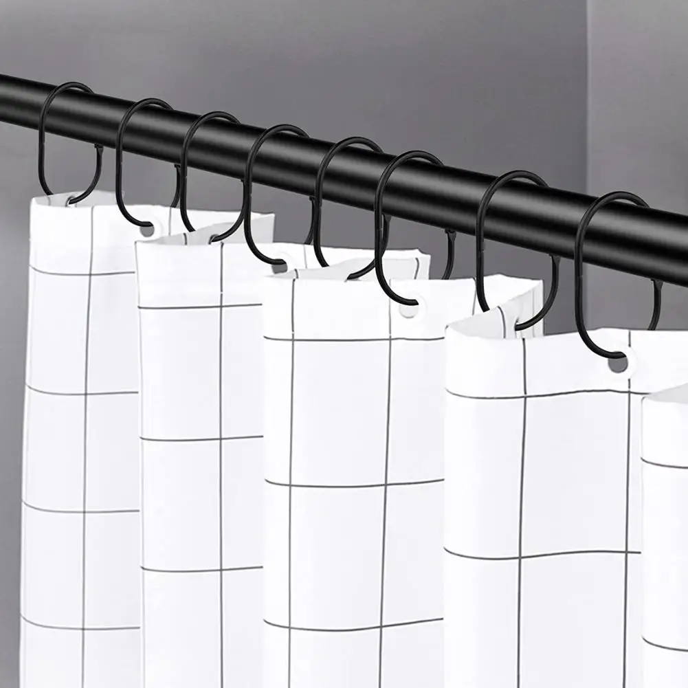 12Pcs Curtain Rings Anti-rust Coating Installation Glides Friction Bathroom Shower Curtains Rods Hangers