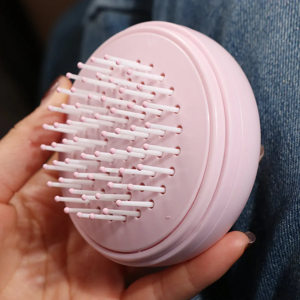 One-click Self Cleaning Air Cushion Massage Combs With Mirror Anti-Static Portable Hair Comb Dust-proof Cover Anti-knotting