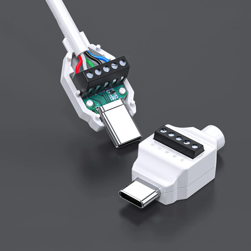 Solderless USB-C Connector Plug Kit, Easy DIY Fast Charging Cable Repair for Phones, Tablets & Power Banks