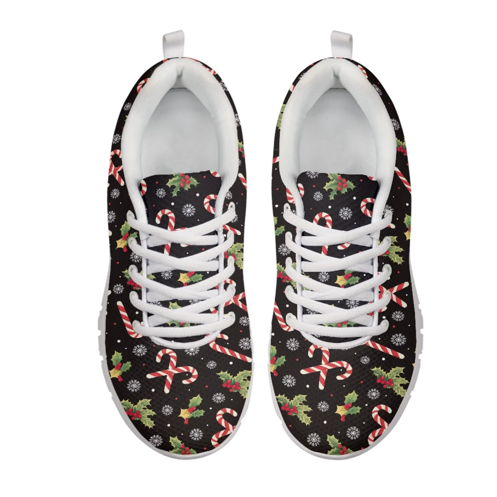Coloranimal Candy Cane Snowflake Breathable Fitness Shoes for Women Mesh & EVA Sole Men's Slip on Shoes for Gym