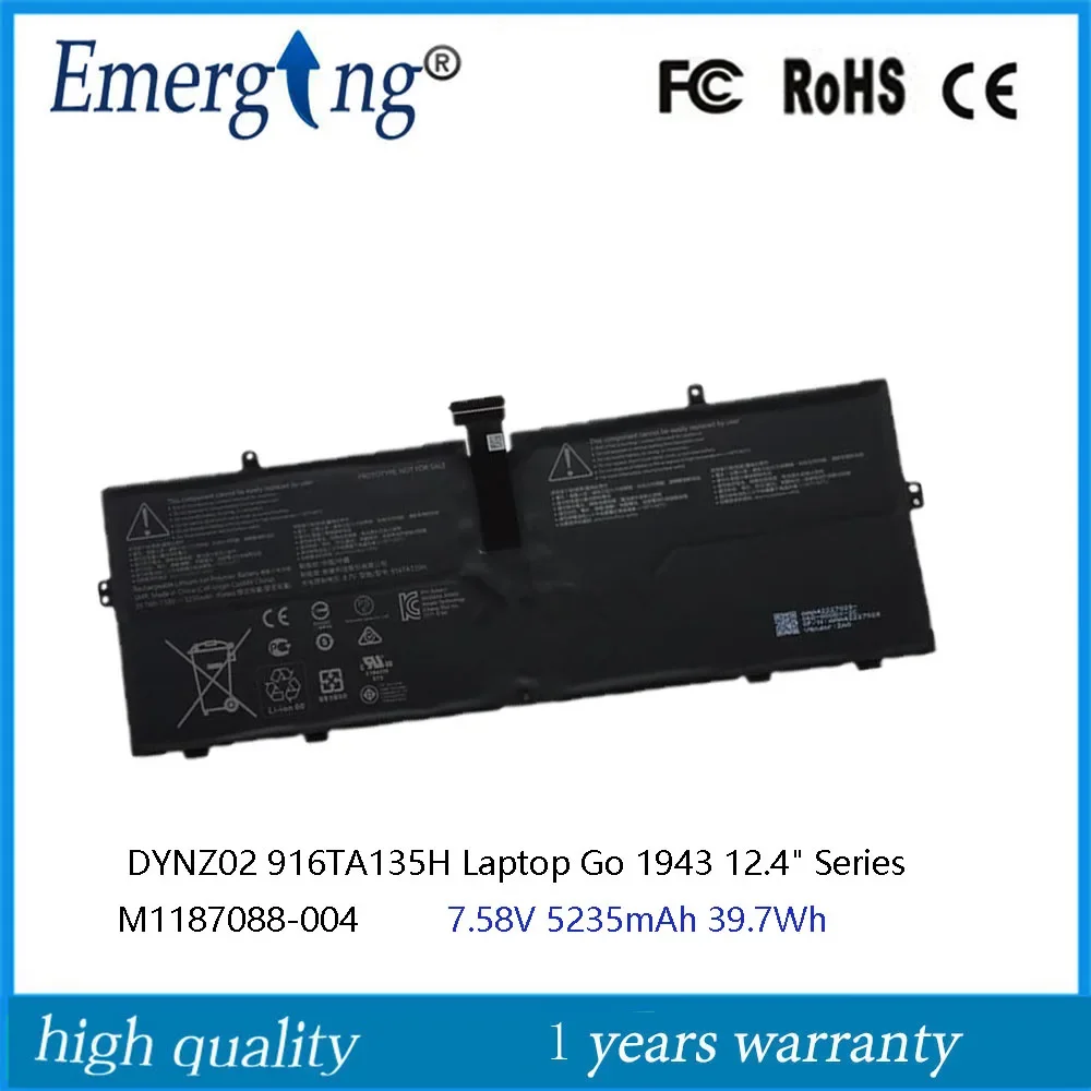 

7.58V 39.7Wh 916TA135H DYNZ02 Laptop Battery For Microsoft Surface Go 1943 12.4" Series M1187088-004