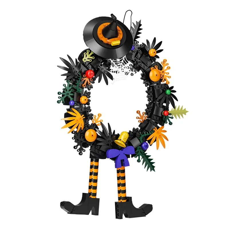 MOC Halloween Wreath Model Building Blocks Holiday Event Party Decoration Ornaments Garland Assembled Bricks Toys Holiday Gifts