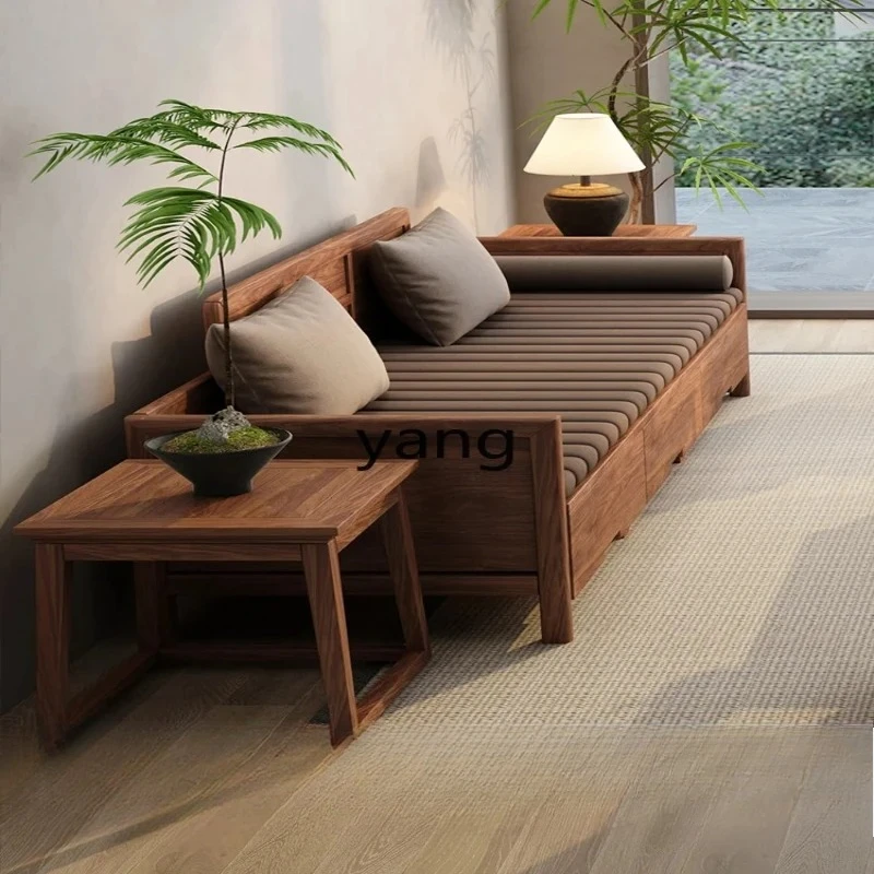 LH1  solid wood living room small apartment box storage sofa Arhat couch combination