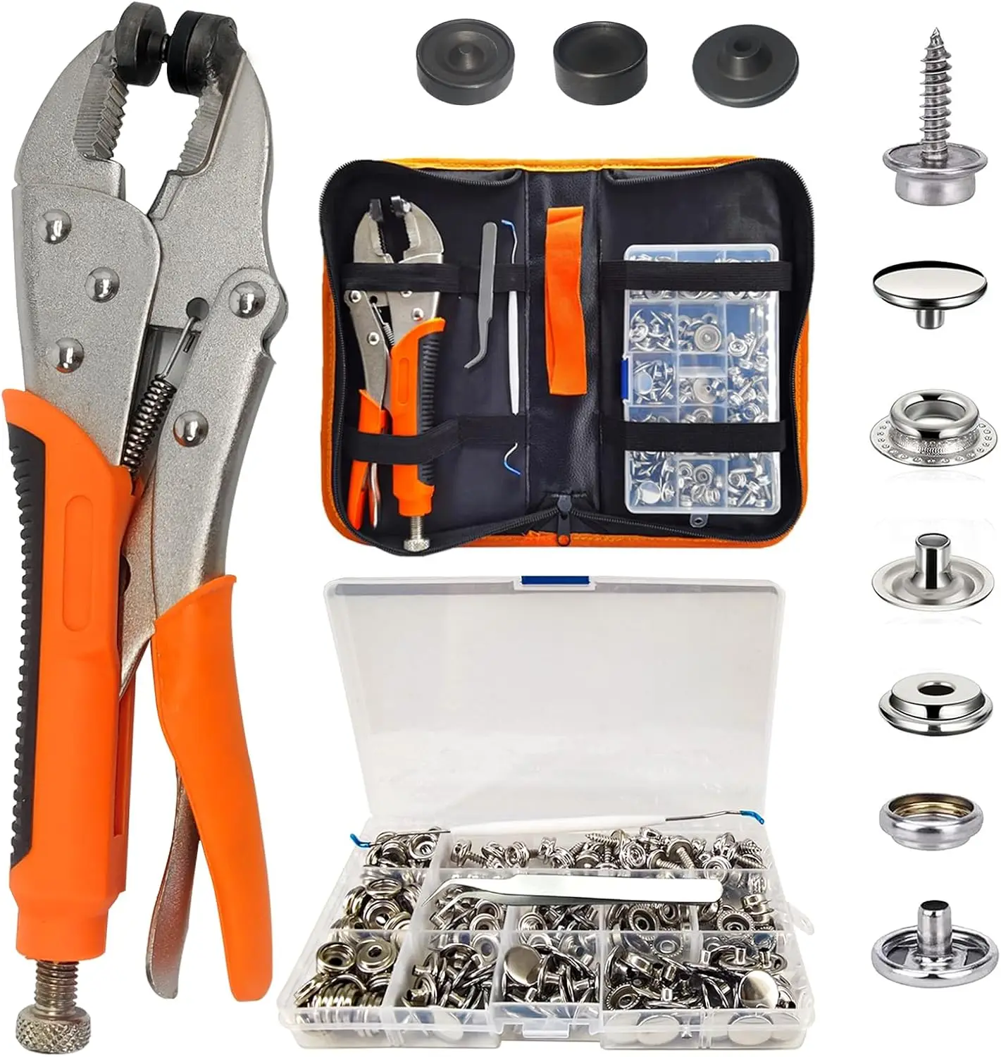 

Heavy Duty Snap Fasteners Kit with Tool, 60-Set 15mm Stainless Steel for Boat Covers, Tarps, Canvas Repair