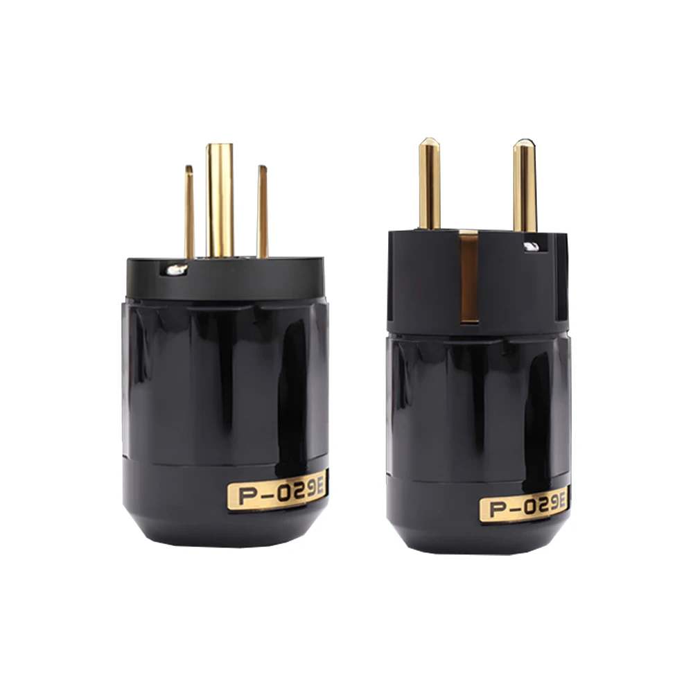 P029E + C029 Schuko قابس طاقة Hifi قابس طاقة عالي الجودة مطلي بالذهب زوج واحد موصل طاقة الاتحاد الأوروبي/الولايات المتحدة + IEC موصل سالب