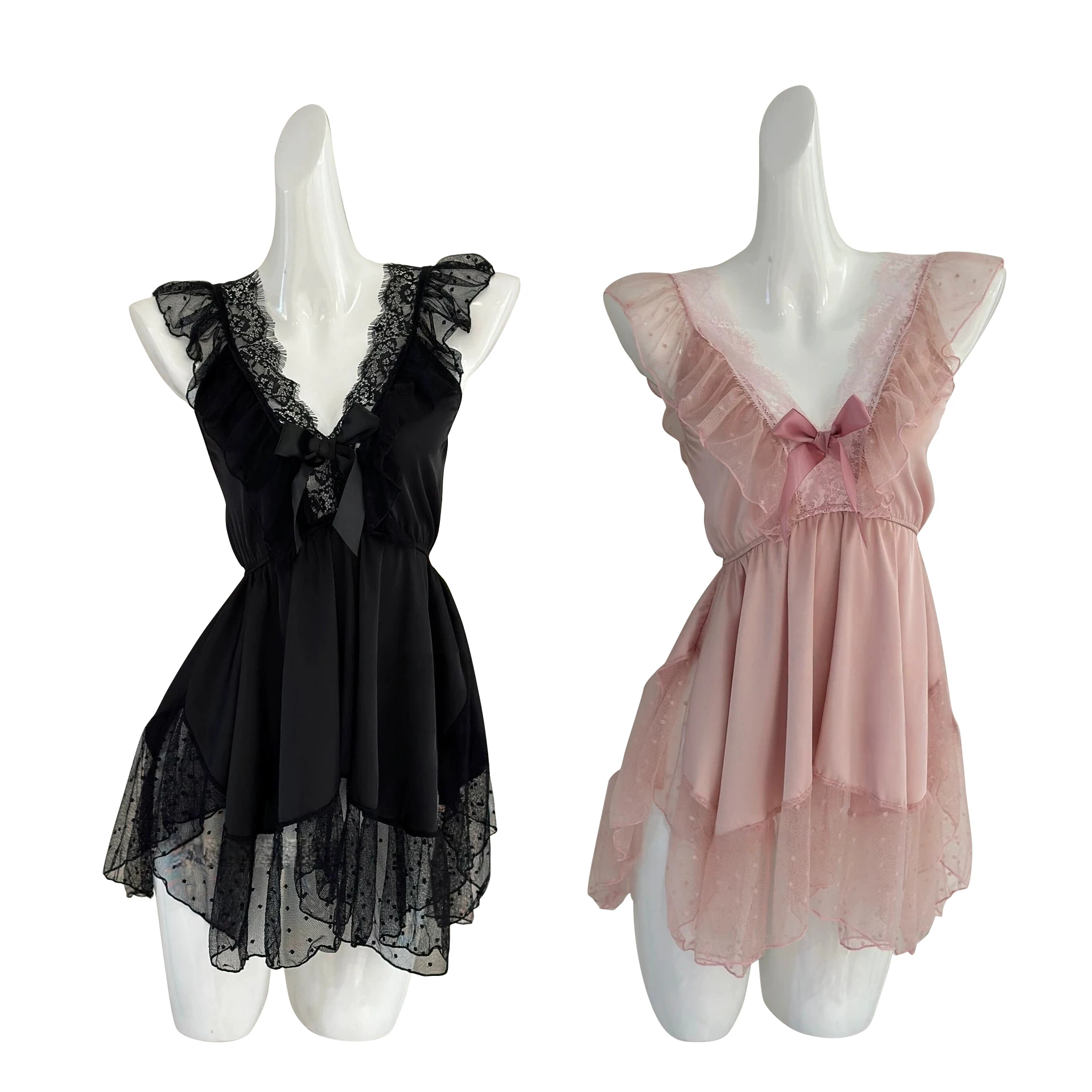 

Waist New Slimming Lace Sweet Hanging Mature Charm Elegant Gentle Dress Solid Color Girl Comfortable Women's Home Dress