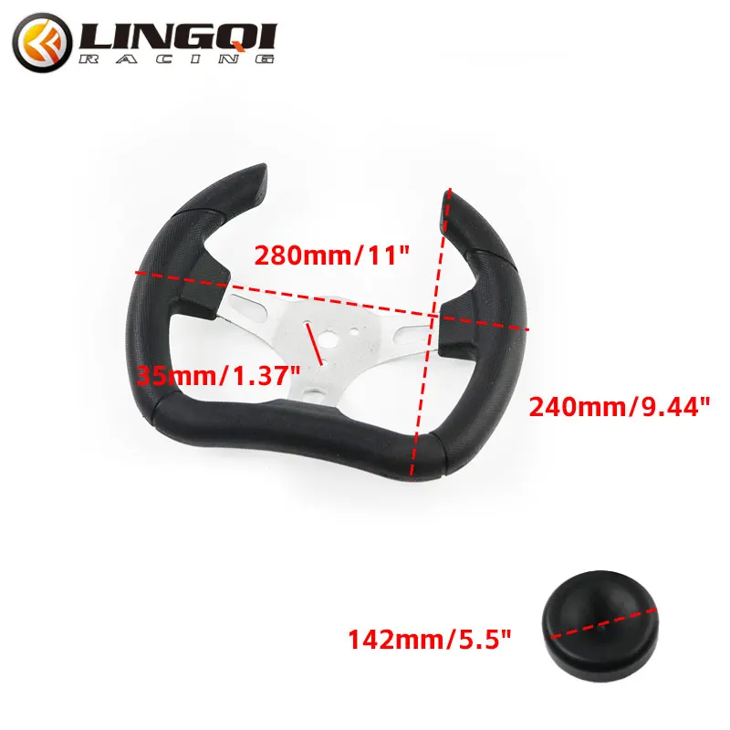 LINGQI RACING 240mm Leather Car Steering Wheel Cover Universal For Off Road Riding Go Kart Dune Buggy ATV Lawn Mower Parts