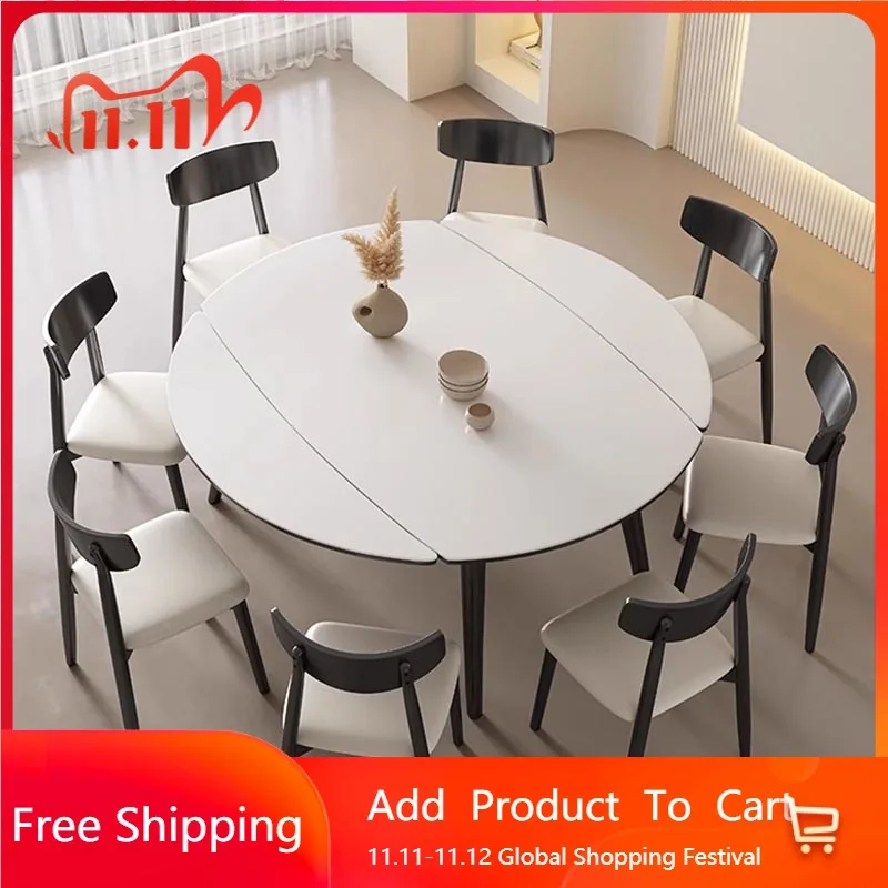 

Luxury Living Room Table Dining Salon Event Round Extendable Folding Dining Table Set Kitchen Salon Muebles Backyard Furniture