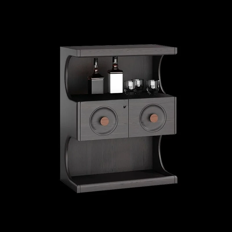 

Французский стиль, черный ретро-бар из цельного дерева, боковой книжный шкаф для чайного дивана