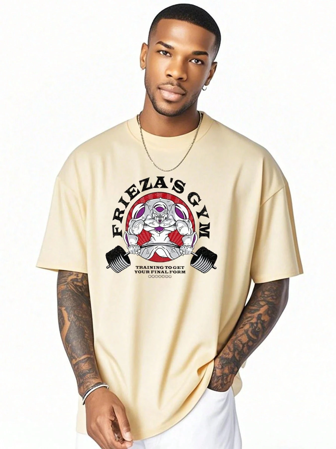 

Dragon Ball Frieza Gym Anime Print T-shirt Men Cotton Short Sleeve Casual Tops 2025 Summer Streetwear Graphic Tee Y2k Clothes