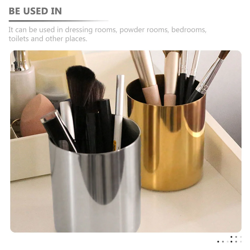 

Desktop Storage Box Makeup Holder Organizer for Brushes Pens Skincare Products Multifunctional Metal Sundries Container Bathroom