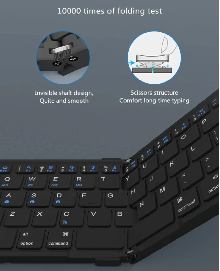 Imagem -04 - Koyo-teclado Recarregável Dobrável sem Fio Bluetooth 5.1 Sincronização de até Dispositivos Windows Android Ios Tablet Telefone