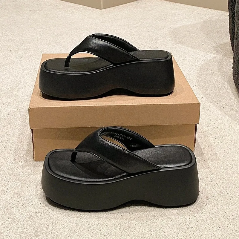 

Women Flip Flops Summer Chunky Sandal Fashion Height Increasing Platform Sandals for Women Comfortable Beach Slippers 슬리퍼 Slides