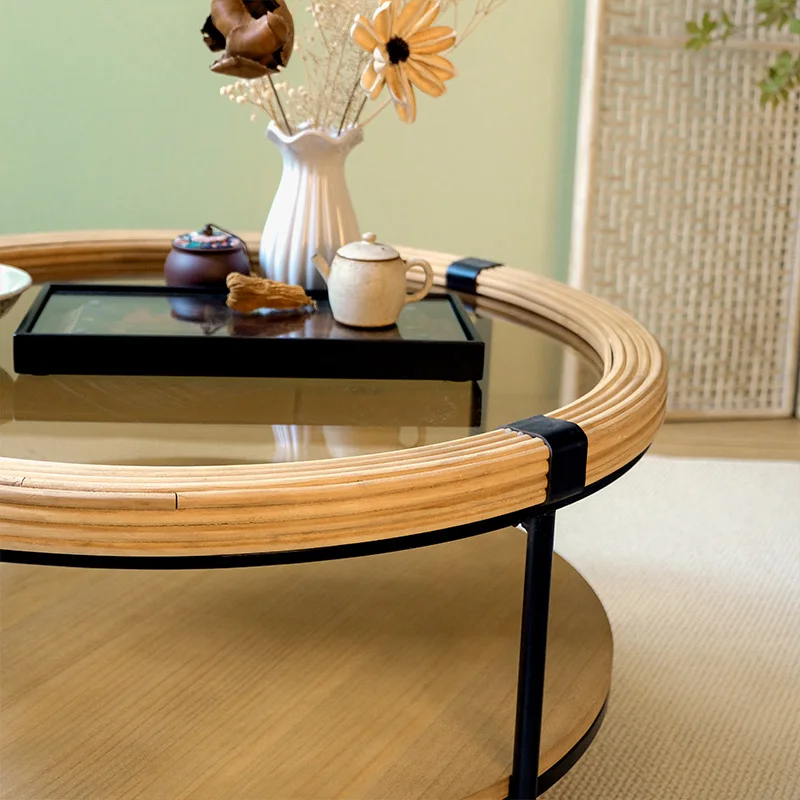 Vintage Wabi Sabi Coffee Tables Round Trendy Aesthetic Minimalist Coffee Tables Unique Rustic Table Basse Furniture For Home 3