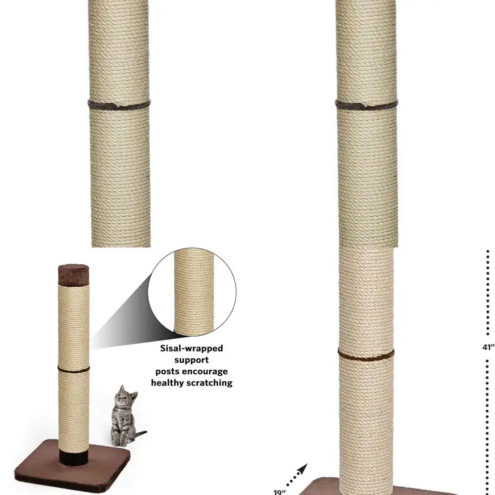 

Large Feline Nuvo Grand Forte Scratching Tower, 41, Sturdy Sisal with Wide Base, Thick Brown Faux Fur, Ideal for Big Cats & Mult