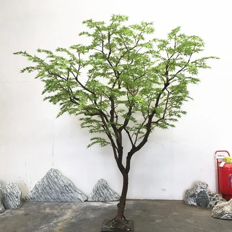 Artificial Green Maple Tree Large Interior Design Decoration Fake Trees Window Landscape Red Maple Tree