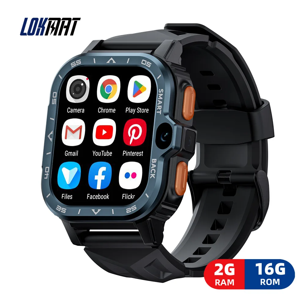 

LOKMAT Android Smart Watch Phone SOS Fitness Tracker Touch Screen Dual Camera GPS Wifi Call Heart Rate Monitor Smartwatches Men