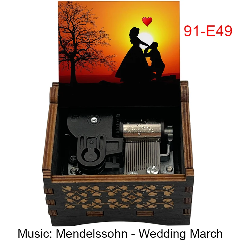 Заводная деревянная музыкальная шкатулка для свадьбы, Марта, Свадебная шкатулка для жены, мужа, Свадебные Рождественские подарки для любви, домашний декор