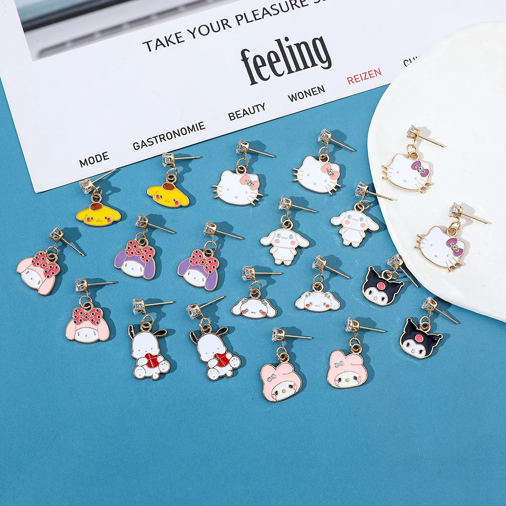 

Sanrio аниме HelloKitty серьги милая мультяшная фигурка Мелоди куроми подвесные аксессуары Kawaii Kitty Cinnamoroll Подвесные серьги