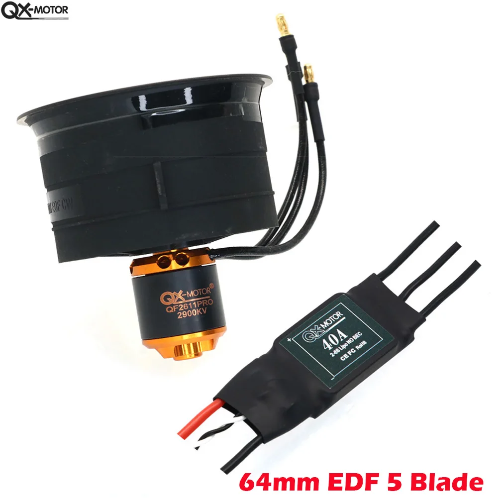 

QX-MOTOR 64 мм EDF 5-лопастной канальный вентилятор с QF2611 Pro 4000KV 3200KV 2900KV RC бесщеточный двигатель CW CCW для 3S 4S 6S RC Jet Airplane