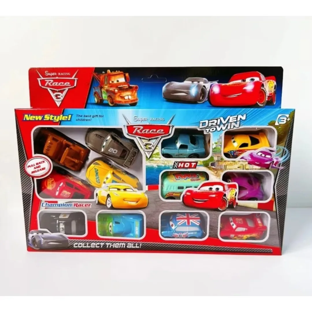 Sliding Alloy Diecast Car Model Collection, Cartoon Racing Mini Cars Toy Set, Holiday Surprise Gift
