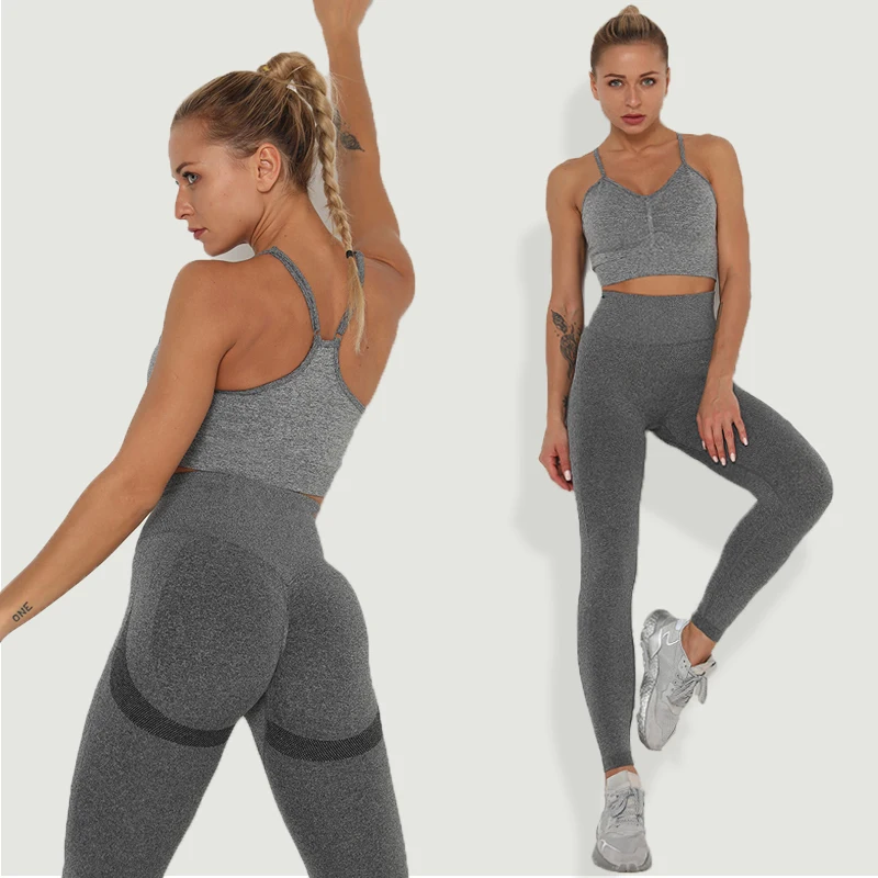 Fitness Push Up Gym Pant Sets Autumn Activewear Seamless  Leggings Of Women