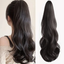 EASTSECRET Natural Synthetic Wave Grab Clip Ponytail Clip On Woman's Ponytail Hair Extension Long Curly Hair Brown Black