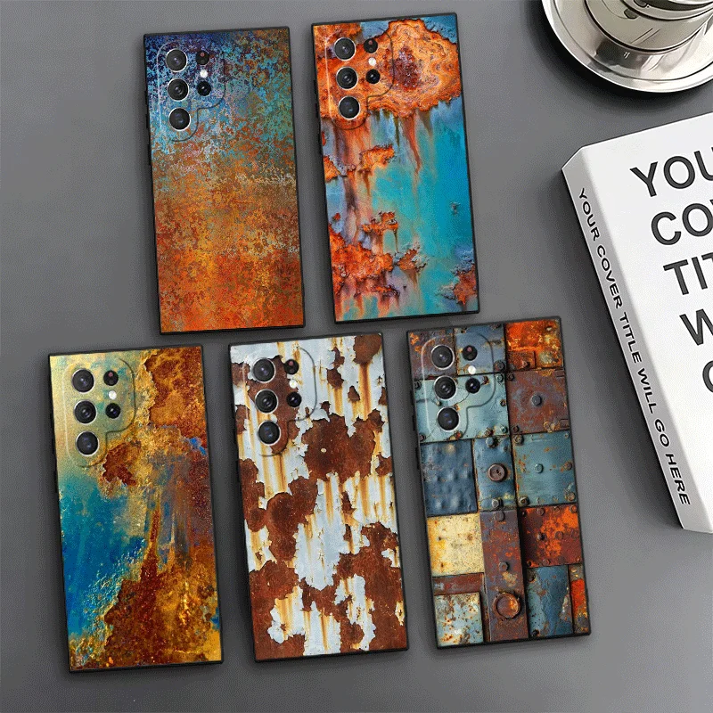 Vintage Industrial Style Rusty Pattern Phone Case For Samsung Galaxy S24 S25 S26 Ultra S23 Plus S22 S21 FE S20 + Edge Pattern Cu