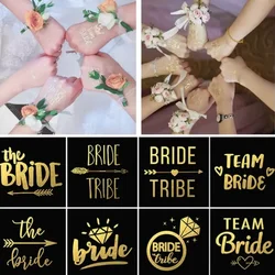 5pcs Team Bride Temporary Tattoo Stickers Bridesmaid Tribe Squad Golden Fake Tattoos Bachelorette Party Sticker Wedding Supplies