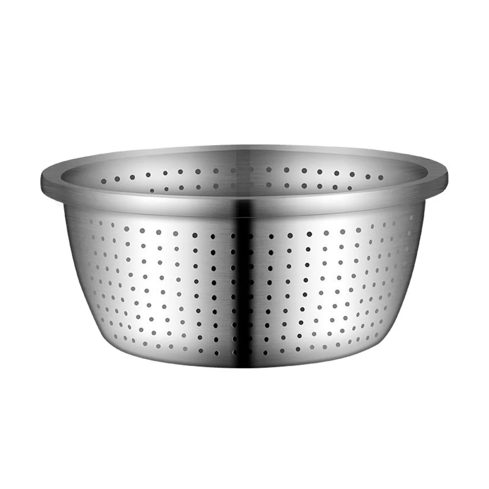 

22Cm Stainless Steel Drain Bowl Kitchen Fruit Vegetable Washing Basket Multi-Holes Design Dishwasher Safe Portable Camping