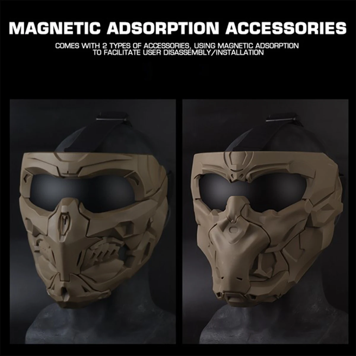 Airgun Shooting Mask Set Quick Installation Magnetic Adjustable Free Combination Doomsday Mask for Outdoor Hunting Role Playing