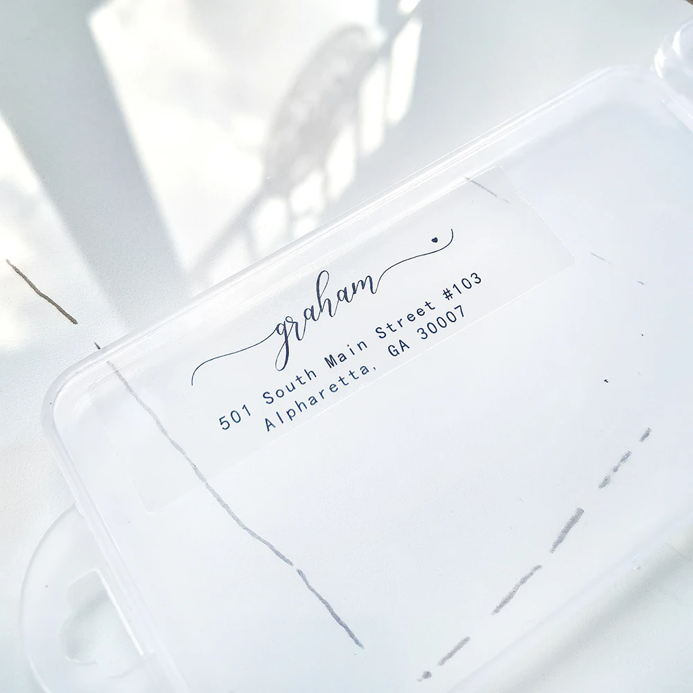 48pcs 20X70mm Customization Address Sticker Gift Tags Transparent Stickers Wedding Notice Letter Name Address Sticker