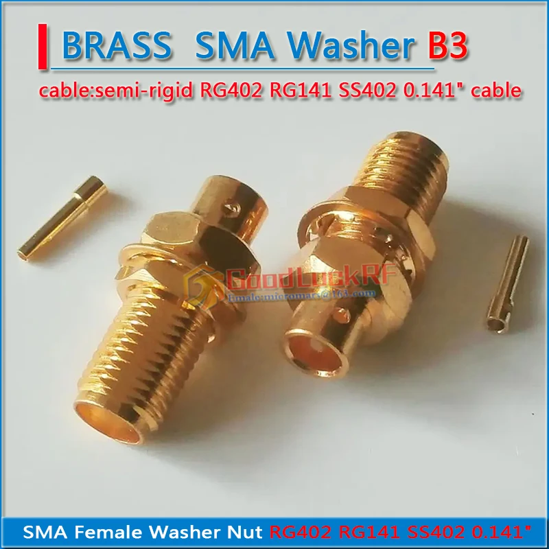 High-quality RF Connector SMA Female Jack O-ring Bulkhead Panel Nut Solder semi-rigid RG402 RG141 SS402 0.141