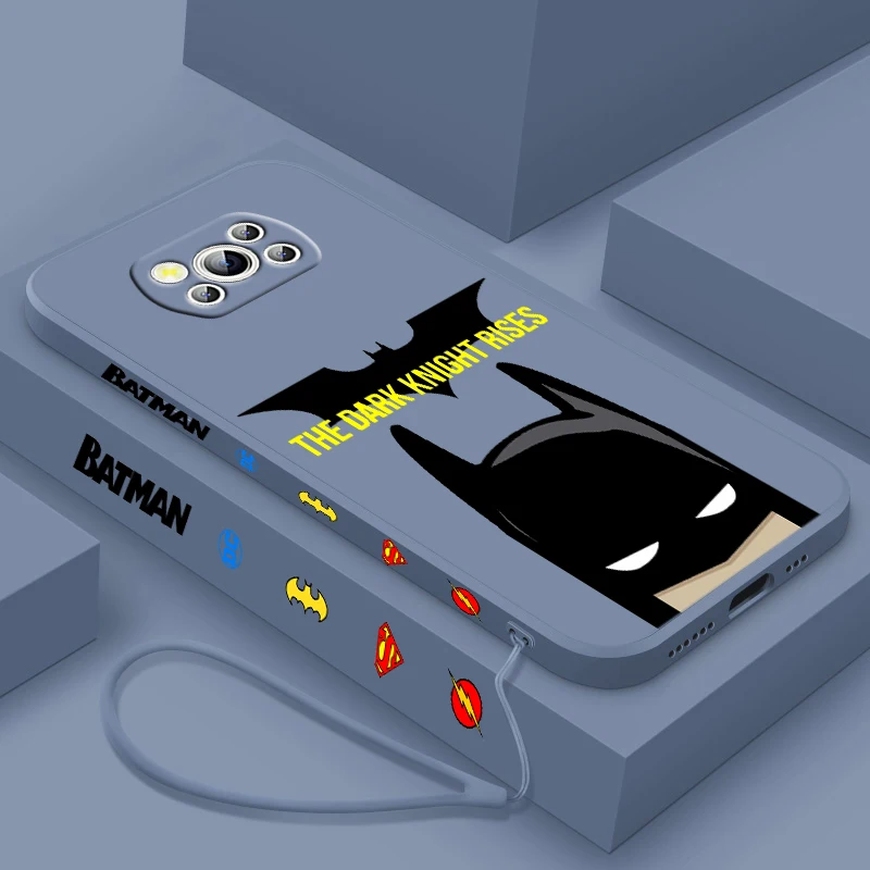 Cartoon B-batman Cool For POCO M5S M4 M3 C55 C50 C40 C3 X5 X4 X3 Pro GT NFC Liquid Left Rope Phone Case