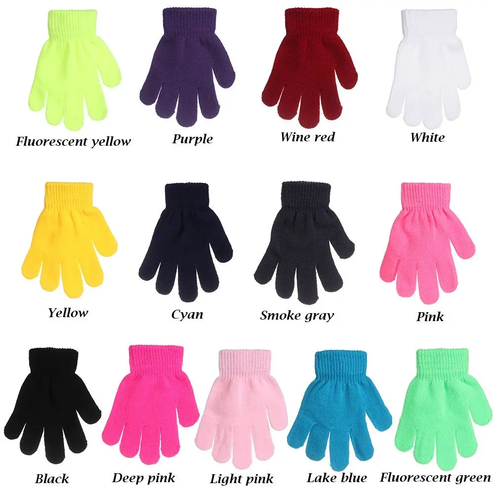 Candy Color Warm Boy Girl Stretch Children Knitted Glove