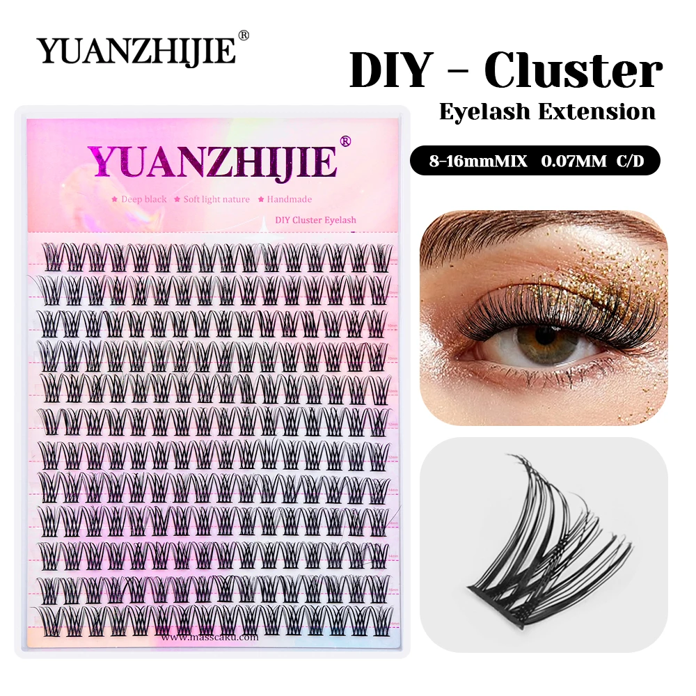 

Wholesale YUANZHIJIE 8-16mm Mix Size Multi-texture DIY Segmented Eyelash Waterproof Synthetic Mink Clusters Lash for Daily Wear