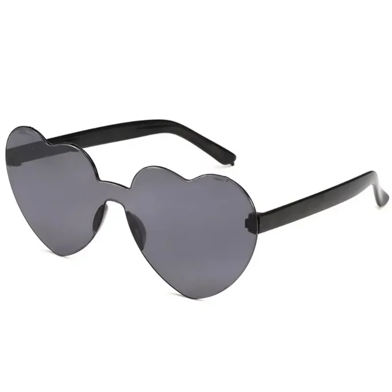 Cute Heart-shaped Sunglasses Women Rimless Frame Colorful Sun Glasses Female Red Pink Shades Travel Party Accessories