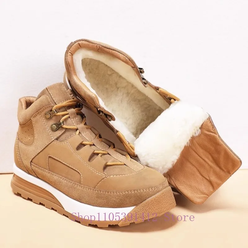 

British Style Fashion Men Snow Boots Winter Thick-Sole Anti-Slip Wool Cold-Resistant Russian Outdoor Cotton Shoes