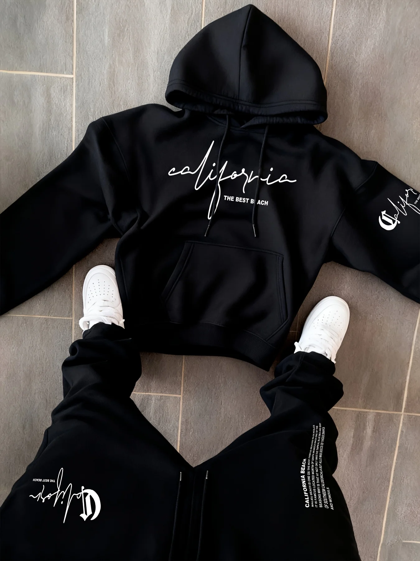 man 2 piece sets Hoodie Tracksuit Trendy Graphic Print Hooded Sweatshirt Casual Sports Jogging Pants Streetwear sets two piece
