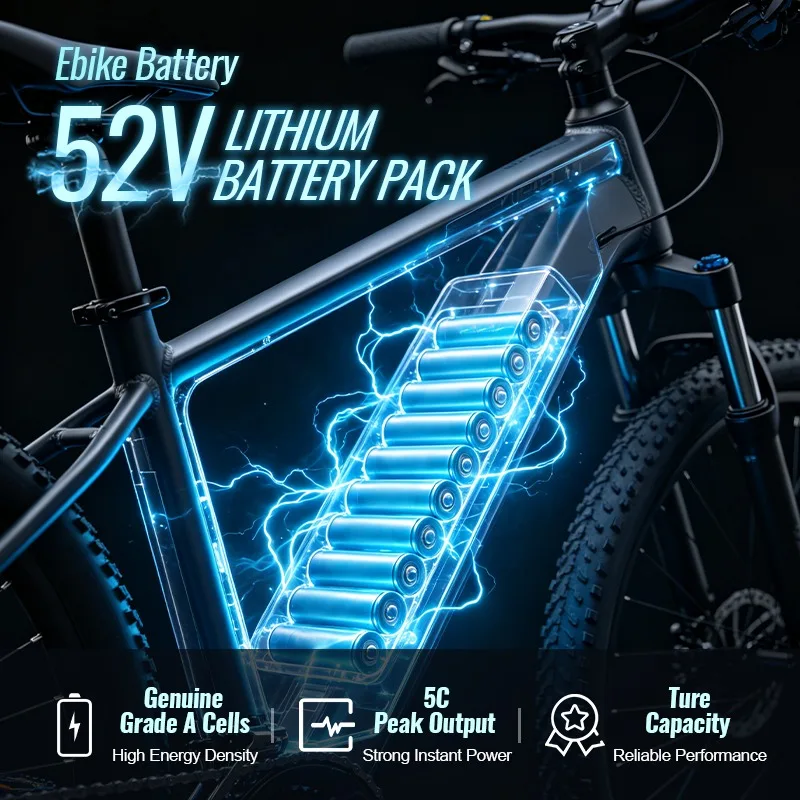 VICTPOWER 52V 8Ah to 14Ah For Hailong G56 Ebike Battery Waterproof 18650 Lithium Ion Down Tube Rechargeable for 500W 750W 1000W