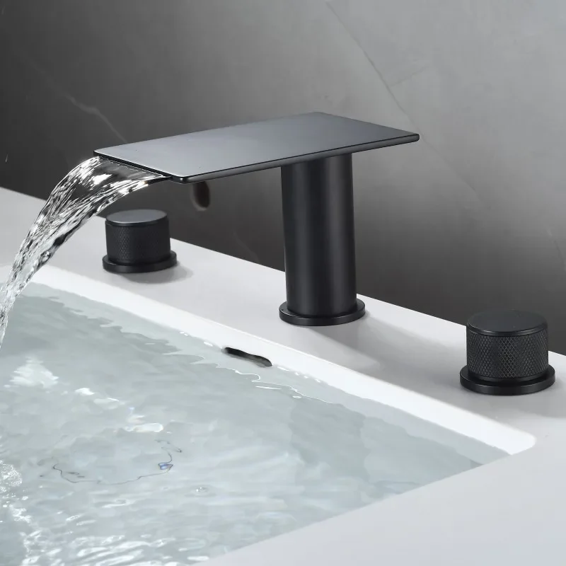 

Bathroom double handle basin faucet waterfall bathroom hot&cold mixer washbasin faucet waterfall tap