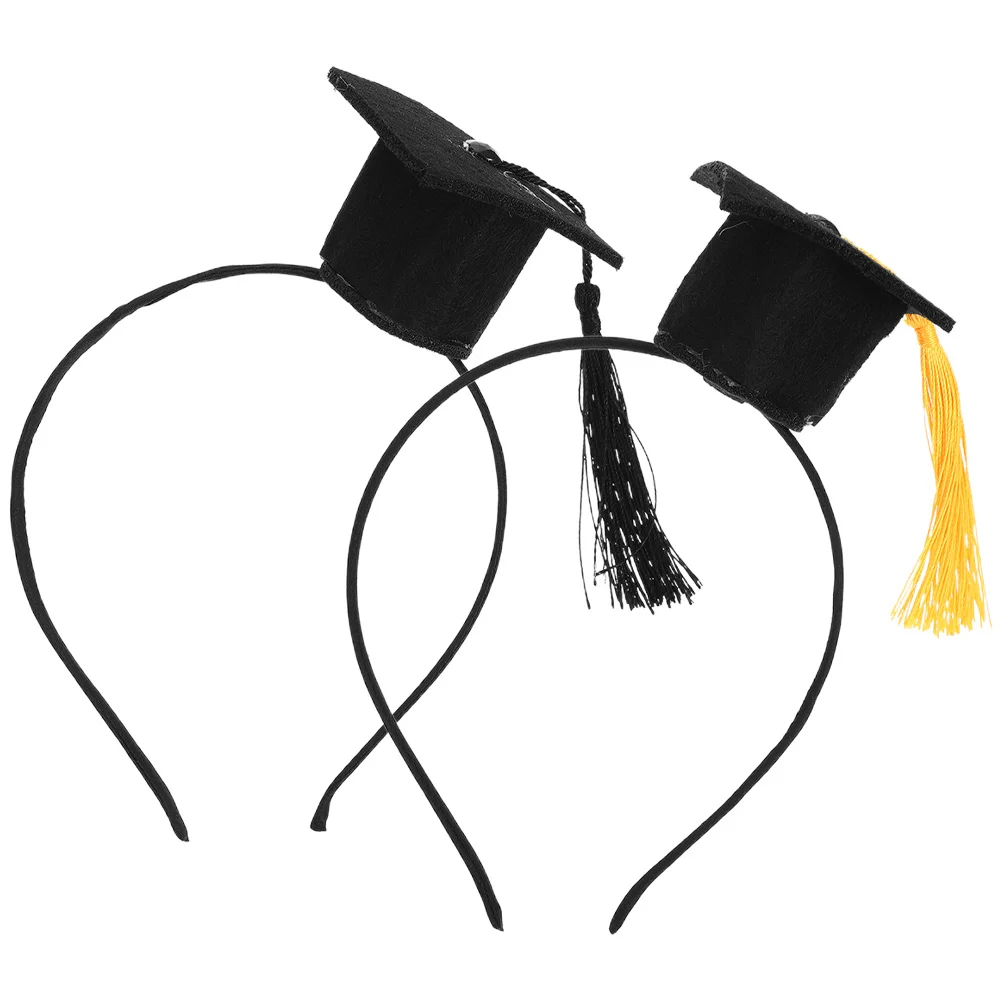 

2Pcs Graduation Cap Headband Lightweight Smooth Surface Graduation Party Accessories Adorable Graduate Hair Hoops for Cosplay