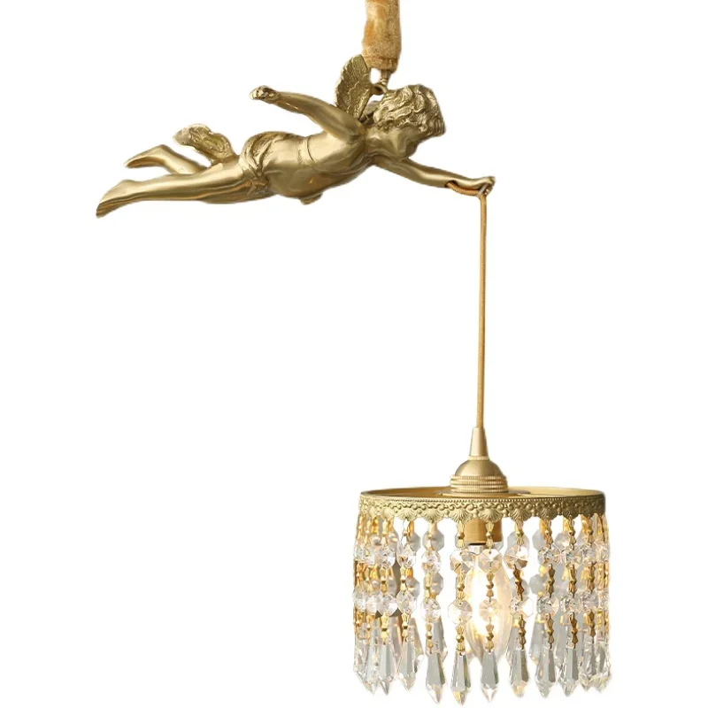 Art house, French all-copper angel bedside chandelier, American retro aisle corridor entry